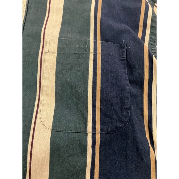 Men’s Roundtree & Yorke Green Navy Beige Green Long Sleeve Button Up Shirt XLT - Picture 5 of 6